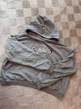 Nike Gray Hoodie with Floral Logo